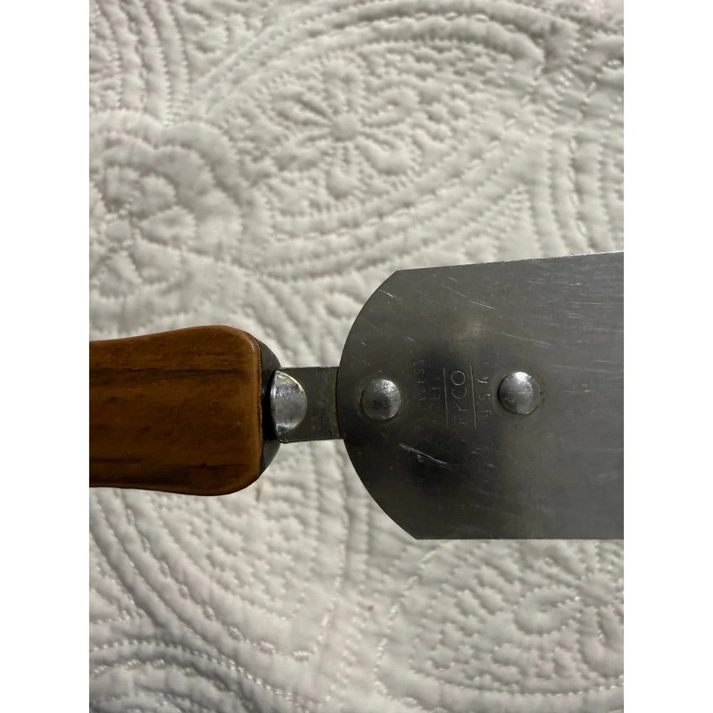 Ekco Spatula Turner Brown Silver Vintage Faux Wood‎ Stainless MCM Made in USA